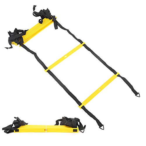12 Rungs Running Competition Football Training Ladder, Soft Agile Speed Ladder with Reinforced Belt, Adjustable Rung Spacing for Warm Up Exercise, Coordination Training, Includes