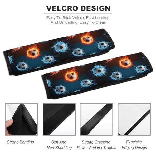 Universal Fit Soccer Flame Soccers Car Seat Belt Pad for Elderly Support, Stroller Pushchair High Chair, 1 Pair Shoulder Harness Cover Neck and Shoulder Support - color: Pattern 376