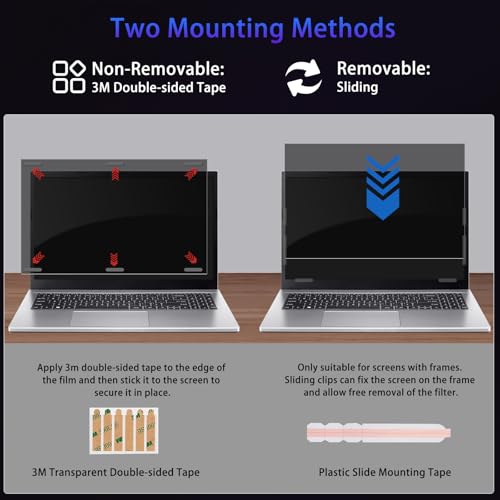 14" Privacy Screen Computer for 16:9 Aspect Ratio, 2-Sided Removable Anti-Peeping/Anti-Glare, Blue Light Block, UV Protect, Reduce Strain, Anti-Scratch, Fits 14-inch 16:9 Protector Film - size: 14inch 16:9