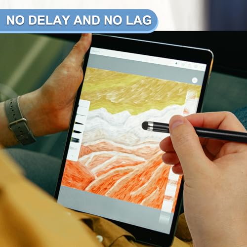PATIKIL 2 Pcs Screen Capacitive Pen with Spring Rope Fixing Base High Sensitivity for Mobile Phone Car Navigation GPS POS Tablet Laptop, Black - color: Black