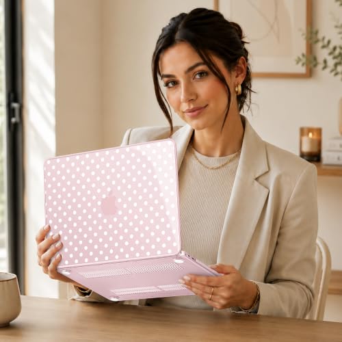 May Chen Compatible with MacBook Neo 13 inch Case 2026 Model A3404, Plastic Hard Shell,Keyboard Cover,Screen Protector,Dust Plug, for MacBook Neo 13" with A18 Pro Chip, Blush Polka dot - color: Blush Polka dot