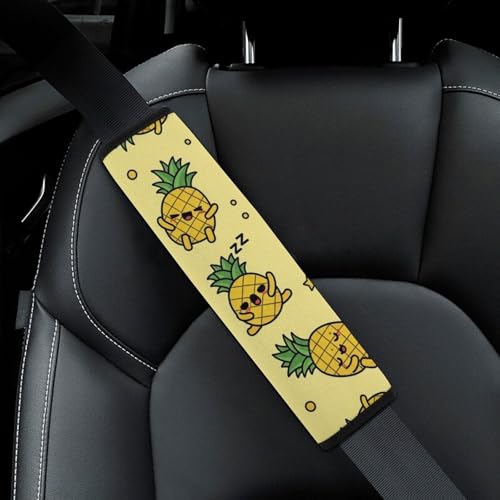 2PCS Yellow Pineapple Tropical Fruit Car Seat Belt Pad Breathable Shoulder Protector for Girls and Boys, Most Cars, Anti-Slip Pad - color: Pattern 919