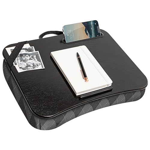 LAPGEAR Designer Lap Desk – Gray Argyle, Fits 15.6” Laptops - color: Gray Argyle, size: Single Lap Desk