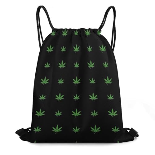 Swim Drawstring Bag Waterproof Sports Backpack for Beach Gym Training Gear Storage Lightweight Unisex Sackpack, Weedleaf Pattern Bags - color: Picture (39)