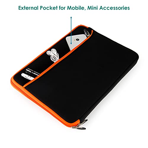 13 Inch Laptop Carrying Sleeve Neoprene Water Resistant Bag with Accessories Pocket-Compatible with AirBook 13 (Orange) - color: Black/Orange