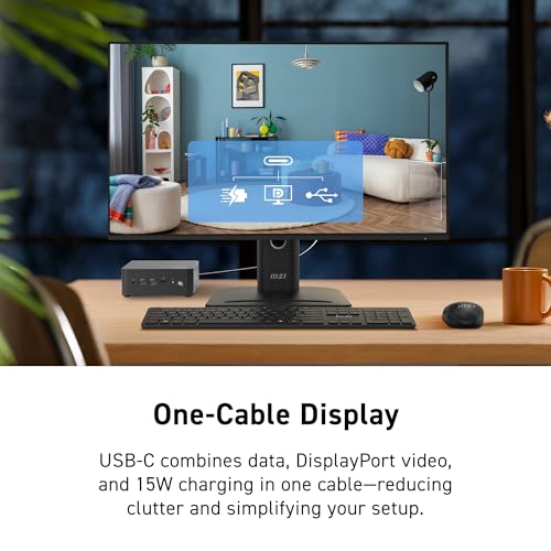 msi PRO MP242 E14C 24-inch IPS 1920 x 1080 (FHD) Office Monitor, 144Hz, Free-Sync, HDMI, USB C (15W Power Delivery), VESA Mountable, Tilt, Speaker, 4-Side Slim Bezel 1ms, Black - style: PRO MP242 E14C