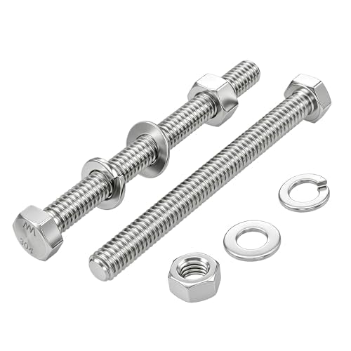 12 Sets 1/4-20x4-1/2 Bolt and Nut Set, Flat & Lock Washers Included,48PCS | 304 Stainless Steel 1/4-20 Bolt, Precision Fasteners Mechanical Assembly Equipment Repair & DIY - size: 1/4-20x4-1/2" 12sets