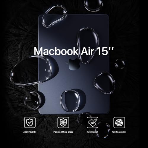 Soonjet for MacBook Air 15 inch Case M5 M4 M3 M2 2026-2023 Mac Laptop Cover | 100% Color Match, Matte Midnight Clear, Anti Fingerprint & Scratch Crack, Protective Hard Shell, Close Seamlessly, Ultra Thin - color: Midnight Clear