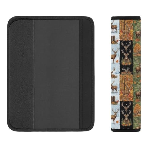 2 Pack Deer Camo Hunting Deers Seat Belt Shoulder Pad Breathable Shoulder Harness Cover for Child, All Vehicles, Neck and Shoulder Support - color: Pattern 1067