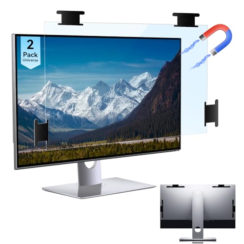 [2 Pack] Magnetic Hanging 21.5 in Computer Anti Blue Light Screen Protector for16:9 Aspect Ratio Widescreen Monitor, Eye Protection Anti-Glare Light LED PC Screen Protector, Removable 21.5in Protective Film - size: 21.5 inch