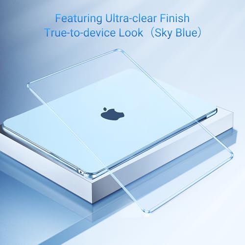 MOSISO Compatible with MacBook Air 13 inch Case M5 2026 M4 M3 M2 2025-2022 | A3449 A3240 A3113 A2681, Hard Shell&Keyboard Cover&Screen Film&Pouch for MacBook Air 13.6 inch Case, Crystal Sky Blue - color: Crystal Sky Blue