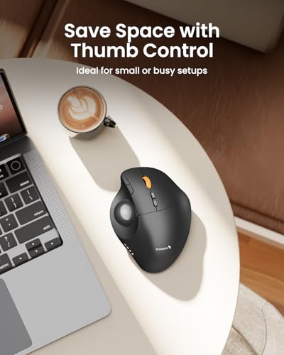 ProtoArc EM02 Wireless Trackball Mouse, Ergonomic Thumb Ball Control, Gray | 0/15° Adjustable Angle for Different Wrist Positions, Connect 3 Devices Via Bluetooth/2.4G USB-A, Rechargeable Battery - color: Gray