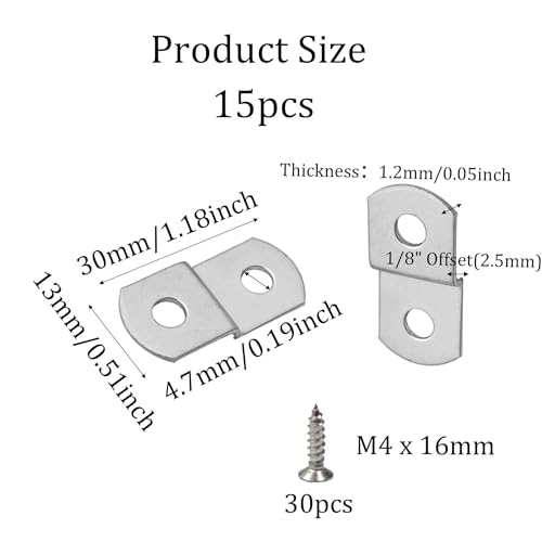15PCS 1/8" Canvas Clips for Picture Framing, Offset Mounting Hardware with Screws for Art and Mirror Installation - size: 1/8 Inch