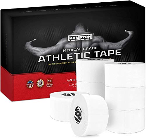 Hampton Adams | As Seen on Shark Tank | Original Sports Medical Athletic Tape (8-Pack) | 45ft Rolls | No Sticky Residue Easy Tear | for Athletes Trainers First Aid Injury Wrap | Ankles Wrist - color: White