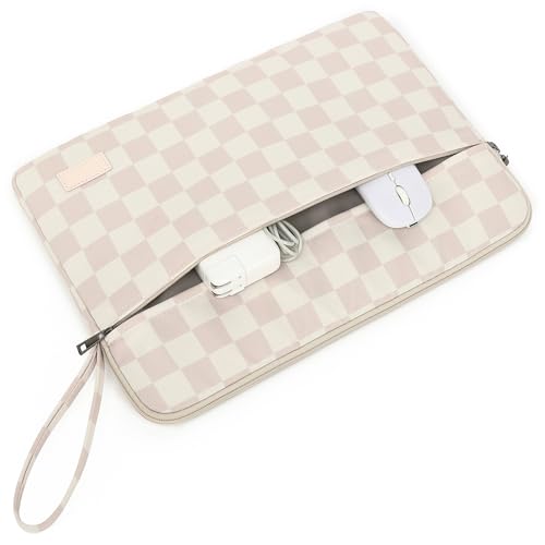 Khaki Checkered Laptop Sleeve Case Bag Cover with Pocket for MacBook Pro 16 and 16 inch HP Lenovo Dell ASUS Acer Notebook Computer - color: Khaki Checkered, size: 16 inch