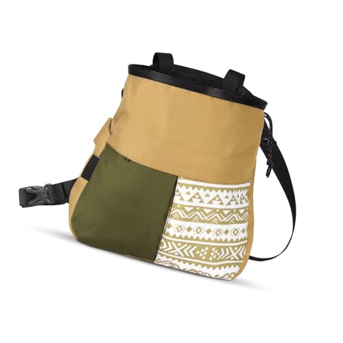 Mountaineering Chalk Bag with Large Capacity, Independent Front Compartment, Multifunctional Sports Bag for Climbers, Trapezoidal Bottom, Orange - size: Large Khaki