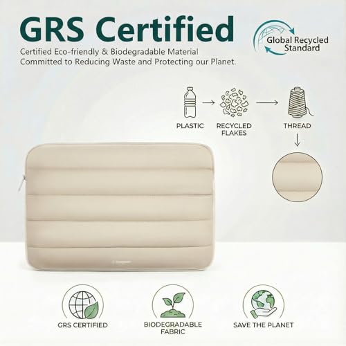 Bagasin 14-15.3 Inch Puffy Laptop Sleeve Case for MacBook Air 15.3 | Compatible with MacBook Air 15.3, MacBook Pro A1990 A1707, Dell XPS 15 Plus - color: Apricot yellow, size: 14