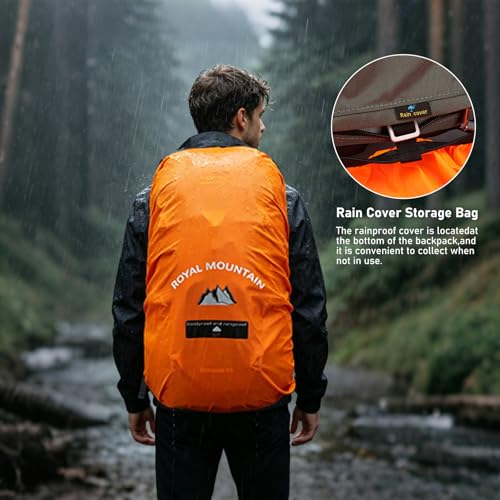 50L Hiking Camping Backpack for Men Women Lightweight Backpacking Back Pack | Waterproof Travel Outdoor Sport Climbing Daypack with Rain Cover - color: Red