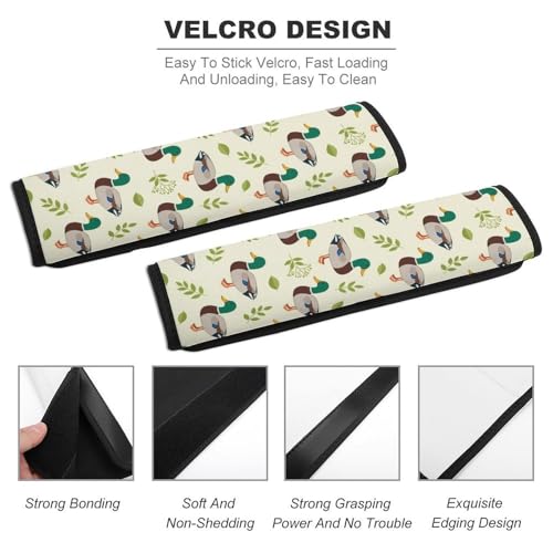 2 Pack Cute Mallard Duck Leaf Animal Print Car Seat Belt Pad Soft Padded Automotive Seat Belt Protector for Child, Stroller Pushchair High Chair, Shock Absorption - color: Pattern 988