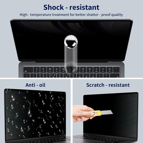 Magnetic Laptop Privacy Screen 15.6" 16:9, Anti-Glare & Blue Light Filter | Removable, Matte finish, Anti-glare, Anti-bubble, Anti-spy, Blocks blue light, High definition clarity, Scratch resistant - size: 15.6 Inch 16:9 Laptops
