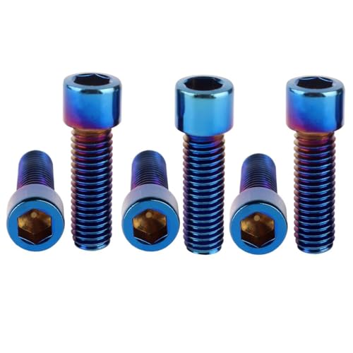6Pcs Bike Screws M6x10 12 16 18 20 25 30 35mm Stainless Steel Socket Head Cap Allen Hex Bolt (Burnt Blue, M6 x25mm) - color: Burnt Blue, size: M6 x25mm