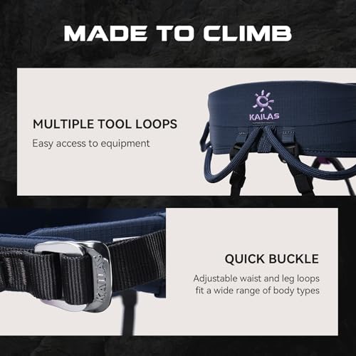 KAILAS Airo Rock Climbing Harness Men Roofing Harnesses Rescue Mountaineering Safety Belt Women Comfortable Lightweight - color: Navy Blue, size: Small