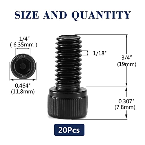 5/16-18 x 3/4" Socket Head Cap Screws Bolts, 20Pcs 304 Stainless Steel 18-8, Allen Socket Hex Drive, Full Thread, Black Oxide by SG TZH(with Hex Spanner) - size: 5/16-18 x 3/4"