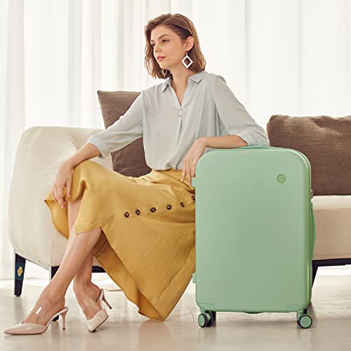 mixi Luggage Suitcase with Spinner Wheels, Hardside Rolling Suitcase PC with Cover & TSA Lock Lightweight Travel Case 26in Checked in, Avocado Green - color: Avacado Green, size: 26in Checked in