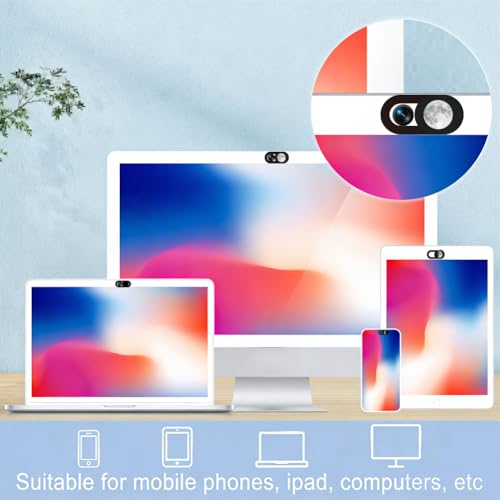 6Pcs 6 Styles Laptop Camera Cover Moon 0.03 Inch Ultra Thin Webcam Privacy Cover for Mini PC Phone Laptop Desktop Tablet Moon Phase Plastic Durable Privacy Protectors for Home Office Use - color: Moon