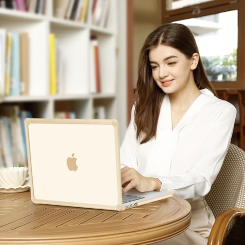 MOSISO Compatible with MacBook Air 13 inch Case M5 2026 M4 M3 M2 2025-2022 | A3449 A3240 A3113 A2681, 3 in 1 Kit Crack-Resistant Heavy Duty Protective Hard Shell Case Cover with TPU Bumper, Apricot - color: Apricot