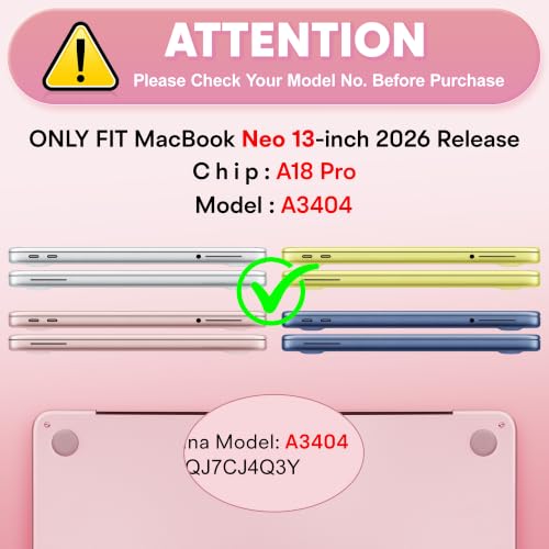 May Chen Compatible with MacBook Neo 13 inch Case 2026 Model A3404, Plastic Hard Shell,Keyboard Cover,Screen Protector,Dust Plug, for MacBook Neo 13" with A18 Pro Chip, Glitter Sakura Pink - color: Glitter Sakura Pink