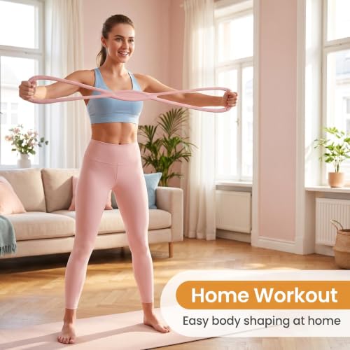 Figure 8 Resistance Band, Figure 8 Resistance Bands for Women Men,Resistance Band Figure for Working Out, Non-Slip Handles, Home Gym, Yoga & Physical Therapy - color: 15 LBS PINK