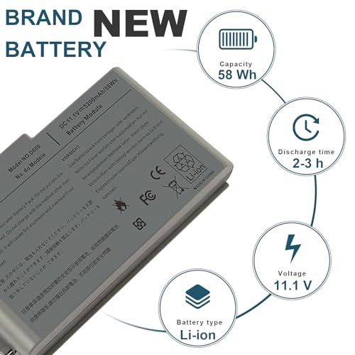 Fancy Buying New Laptop Battery for Dell Latitude D600 D505 D610 D520 D500 D510 D530 / 600M, fits P/N C1295 6Y270 3R305 - size: 7.28*2.8*0.94inch D600