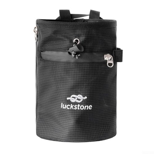 Bouldering Chalk Bucket, Nylon Climbing Chalk Bag with Adjustable Waist Belt Holder, Drawstring Anti Slip Grip Powder Bag for Rock Climbing, Weightlifting Gym Chalk, Gymnastics, Black(Black) - size: Black