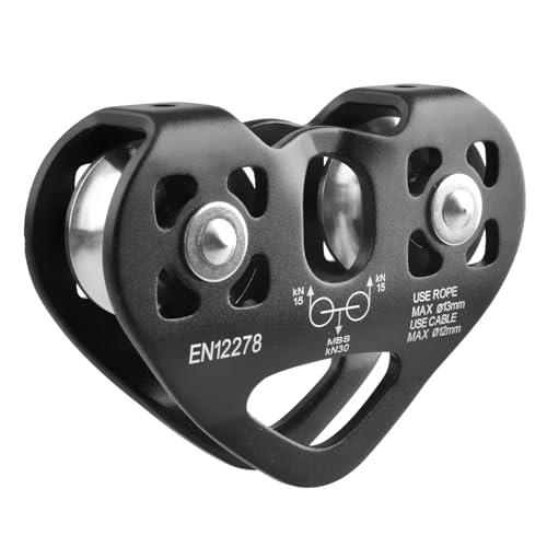 JEELAD Climbing Pulley, 30kN Aluminum Alloy Rescue Sheave, Outdoor Zipline Rigging (Black - 30KN) - color: 02 Black - 30kN