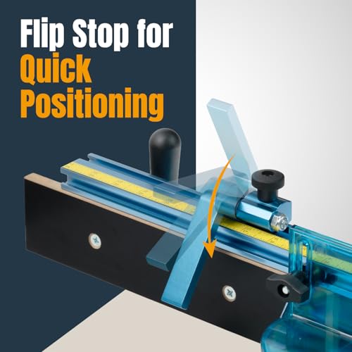 POWERTEC 3" Fence Flip Stop for Table Saw, Miter Saw, and Drill Press, T Track Accessories for Woodworking, 2PK (71367-P2V) - size: 3" Flip Stop, 2PK