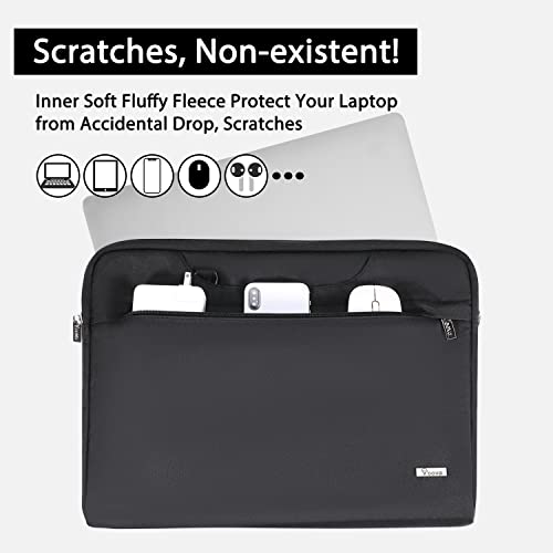 Voova Laptop Case 13 14 15 16 17 Inch with Shoulder Strap, Waterproof Laptop Bag Sleeve Slim Briefcase - color: Black, size: 13-14 inch