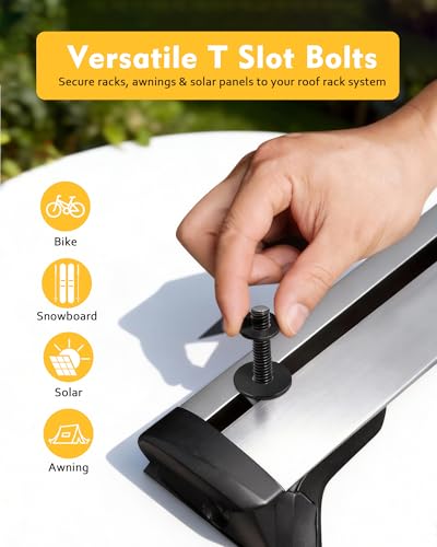 T Slot Bolts for Roof Rack Cross Bars, Platform, Cargo Basket, Stainless Square T Track Bolt Adapter to Secure Bike/Ski/Kayak Rack, Solar Panel, Awning, 4mm Thick - color: M6x35mm,12pk