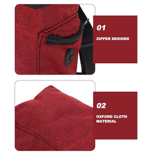 Rock Climbing Chalk Bag with Zippered Pocket and Adjustable Belt Burgundy Bouldering Chalk Holder for Gymnastics and Weightlifting for Outdoor Climbing Gear
