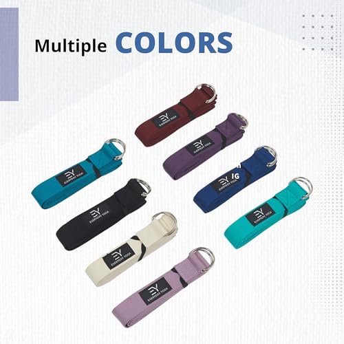 Everyday Yoga Strap with Metal D-Ring - Durable Stretching Strap for Yoga, Pilates, Flexibility & Physical Therapy (6ft, 8ft, 10ft) - color: Aqua, size: 10 Foot