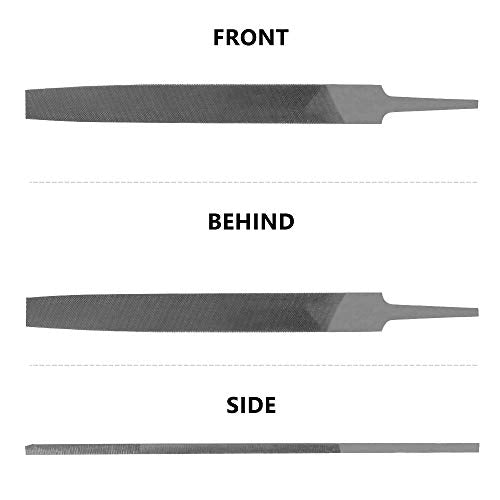 KALIM Flat Medium Cut File, Double Cut Teeth, 6'' Length, Made of High Carbon Steel, Hand File Without Handle Suitable for Wood, Metal, Sharpening, etc. - style: 6'' Flat File