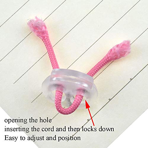Spring Elastic Fastener Toggles Plastic Cord Lock Buttons Stopper Slider Thread Smooth Hold Tightly - color: Double Holes Clear-17*19mm 40pcs