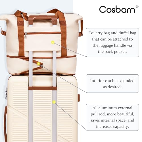 Cosbarn Carry On Luggage,3 Piece Carry On Suitcase,22x14x9 Airline Approved | Lightweight ABS Hardside Luggage, TSA-Approved Lock,Suitcases with Wheels,20Inch,Matching Duffle Bag,For Men&Women - color: MintGreen, style: Carry on Luggage With Duffel Bag