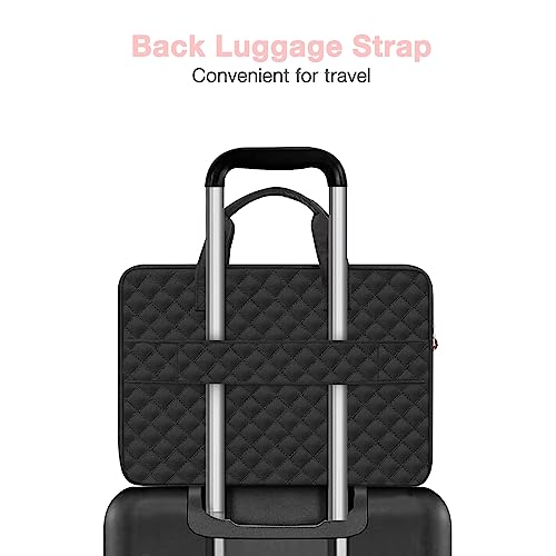 MOSISO 360 Protective Laptop Case 14 inch, 14 inch Laptop Sleeve | Compatible with HP Lenovo Dell ASUS Acer, HP Stream, Dell Latitude,Square Quilted Bag with 2 Pockets&Handle&Belt, Black - color: Black, size: 14 inch