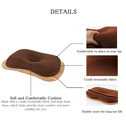 SUMISKY Lap Desk-Portable Laptop Table with Cushion Bamboo Platform Phone Holder L(21.6"x13.8") with Cup Holder - size: L(21.6"x13.8") with Cup Holder