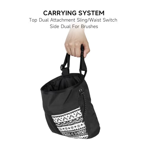 RiToEasysports Chalk Bag, Large Capacity Mountaineering with Trapezoidal Bottom Holds with Dual Hanging Points for Outdoor Sports - size: Small Black