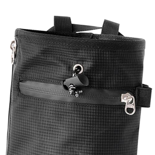 Rock Climbing Chalk Bag Waist Belt Chalk Carrier Bag with Zipper Pocket for Fitness Bowling Gymnastics Gym Weight Lifting - color: Black