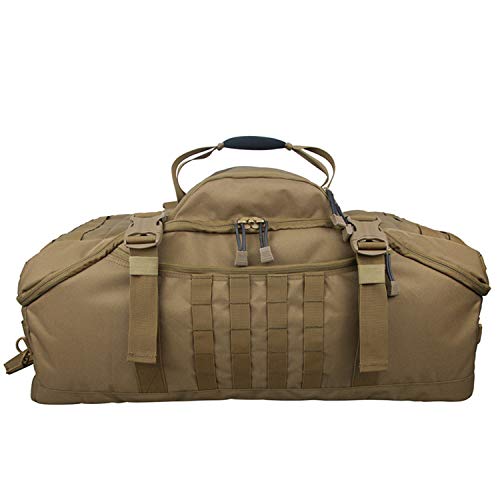 3 in 1 Tactical Travel Duffel Bag Backpack, Heavy Duty Gym Bag coyote | Waterproof 600D nylon, internal collapsible dividers, weekend overnight travel, gym workout, camping luggage, 45L - color: Coyote, size: 45L,(23x12x9)Inches