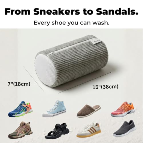 DARU 2-Pack Shoe Washing Machine Bag, Sneaker and Tennis Shoe Laundry Bags | Shoe bag for washing machine, Mesh Protection, Washer & Dryer Safe, Locking Reinforced Zipper, 360 Deep Shoe Cleaner, XL - color: Grey