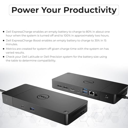 Dell WD19TBS Thunderbolt Dock Bundle - 4K Display, 1 Year Warranty, Dell Docking Station Dual Monitor with 180W Adapter, Anyhdd HDMI, DisplayPort, Thunderbolt Cable - Laptop & Computer Docking Station - style: WD19TBS Renewed